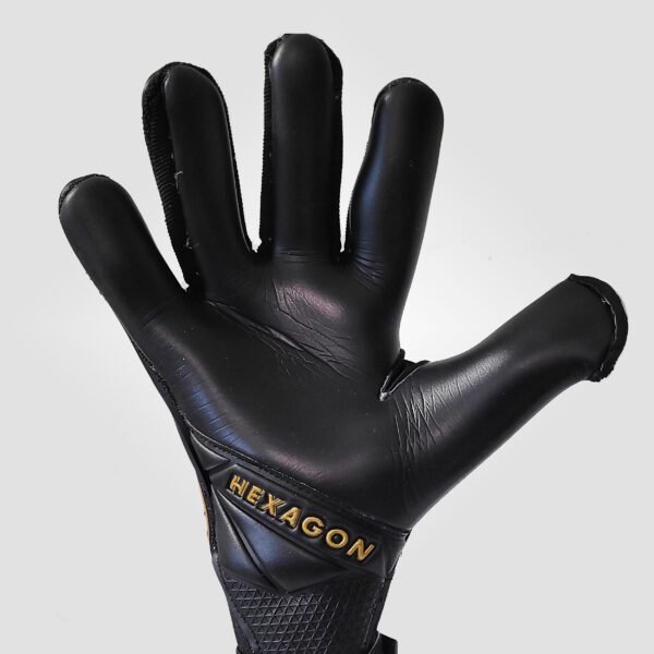 image of black goalkeeper glove palms made of contact latex