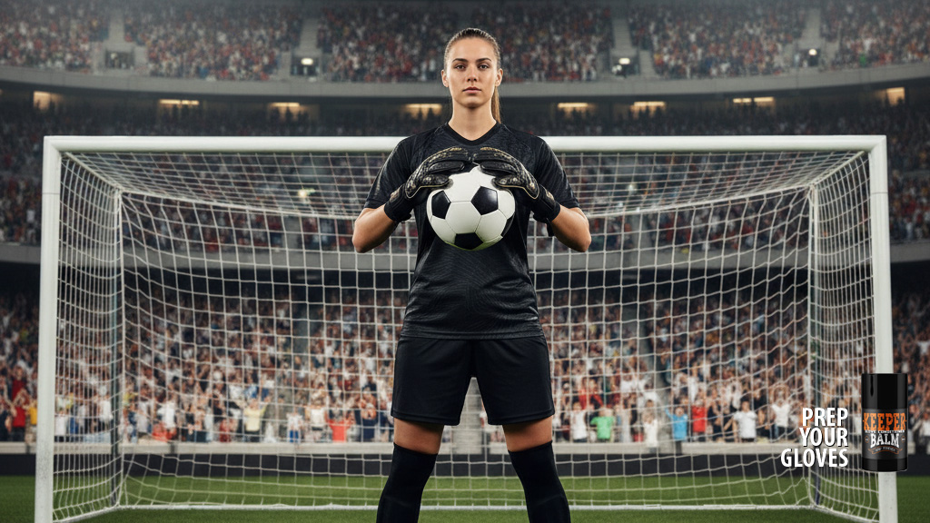 image of female wearing goalkeeper gloves